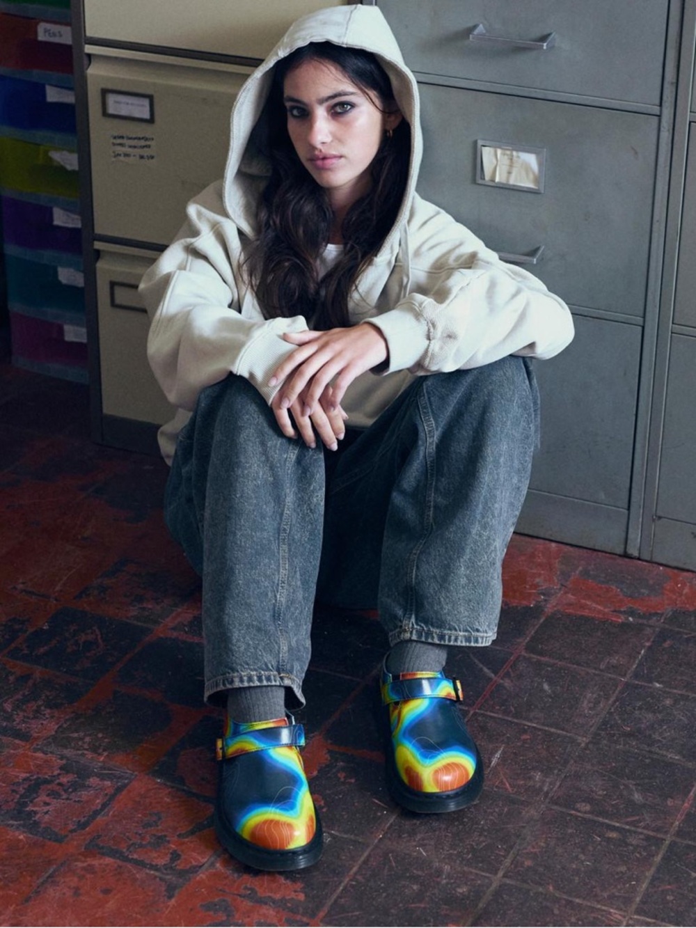Dr. Martens Kids Heat-Map Print Buckle Clogs in Yellow, Red, Blue, Black - Picture 7 of 14